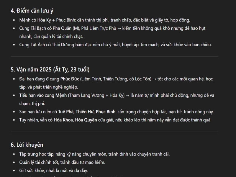  Luận giải tử vi chatgpt chưa chính xác