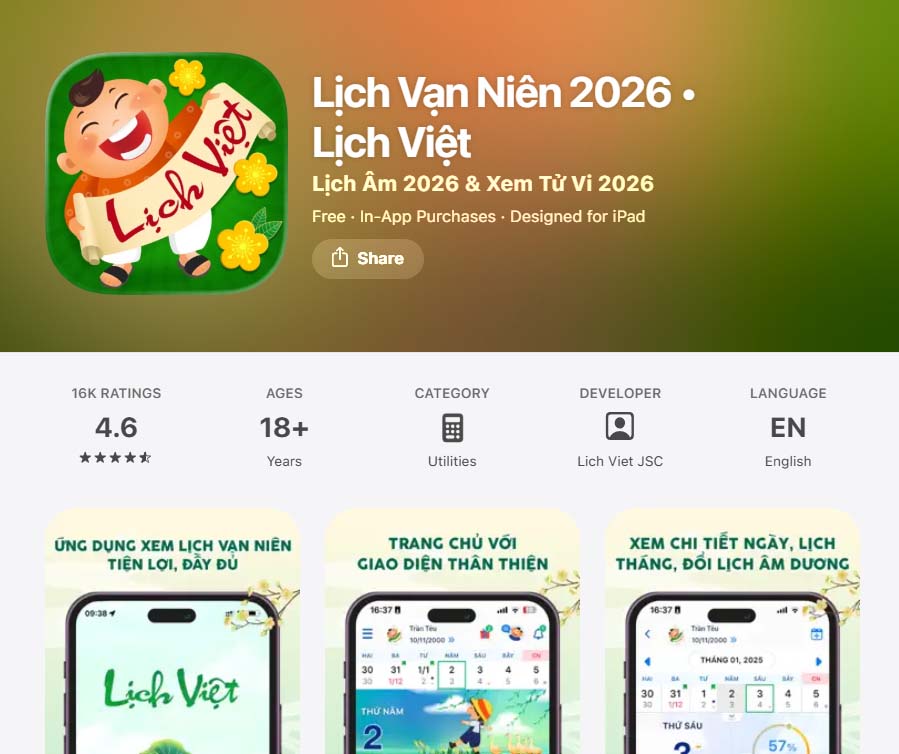app lịch vạn liên 2026