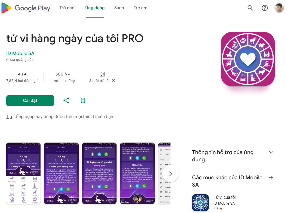 app tử vi hàng ngày của tôi pro