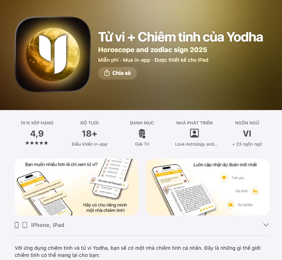 app tử vi chiêm tinh