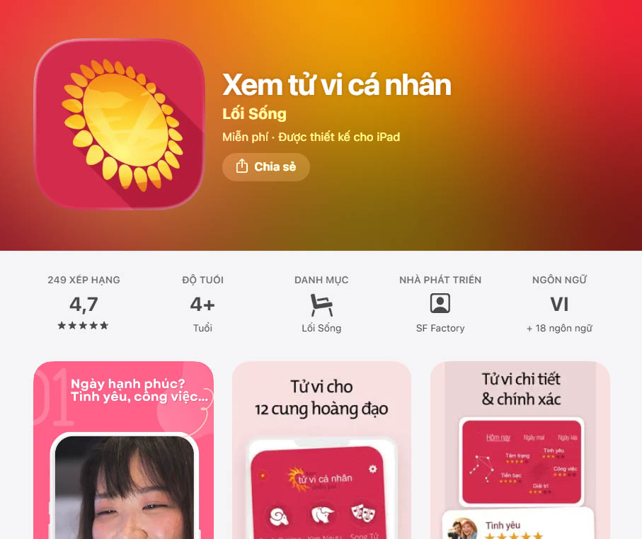app xem tử vi cá nhân
