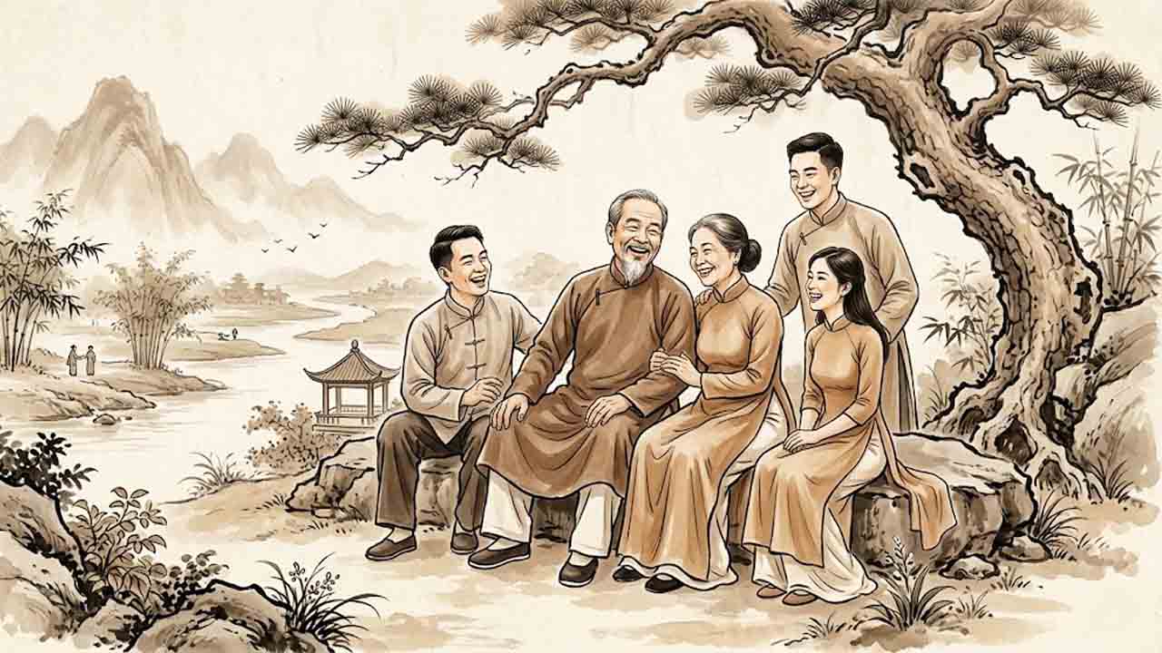 Sao Hỷ Thần cung Phụ Mẫu tiết lộ cha mẹ vui vẻ, yêu đời, gia đình hòa thuận