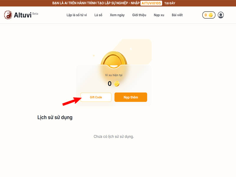 Bấm nút “Gift Code” để điền mã