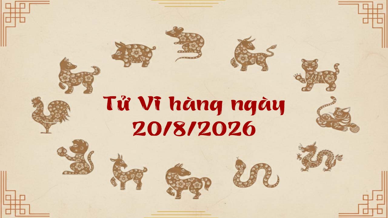Tử vi thứ 5 ngày 20/8/2026 của 12 con giáp, Tỵ hốt trọn lộc trời, Tý tiền đầy túi